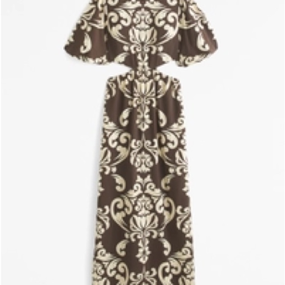 Abercrombie & Fitch Elegant Brown and Cream Maxi Dress